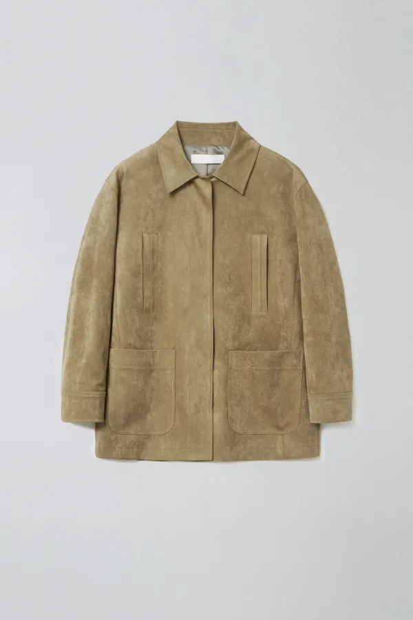 [1차 리오더] SUEDE SINGLE HALF JACKET_BEIGE