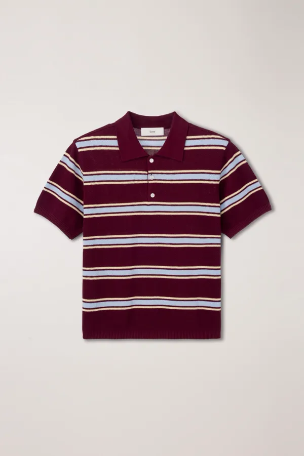 UNISEX MULTI STRIPED POLO KNIT BURGUNDY SKY BLUE_UDSW6B122D2
