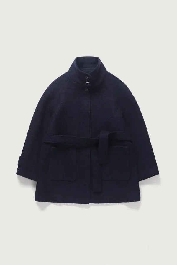 WOOL & ALPACA HALF COAT [NAVY]