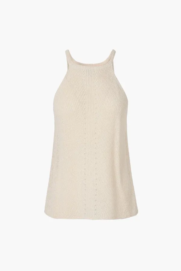 Loosely Knitted Halter Knit Top, Ivory