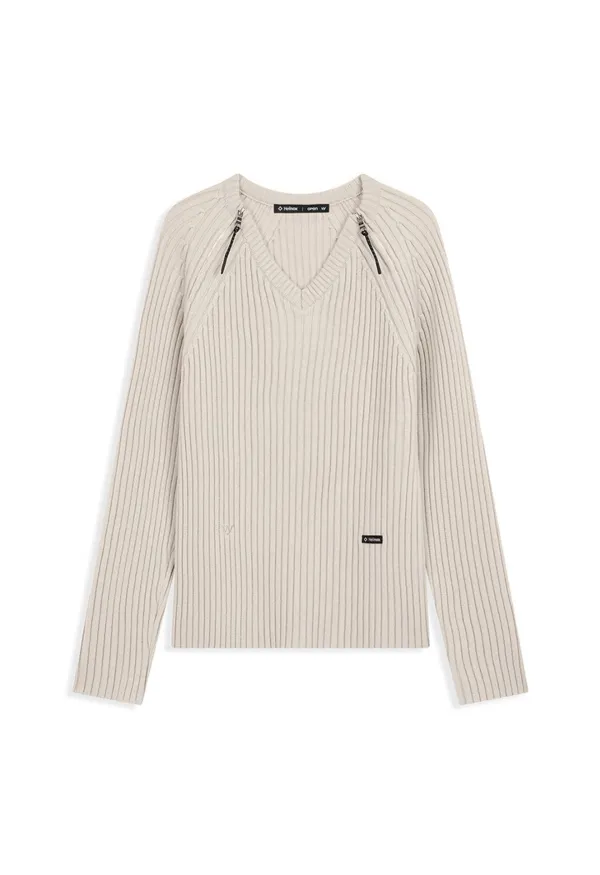 OPEN YY x HELINOX ZIP SLIT KNIT, BEIGE