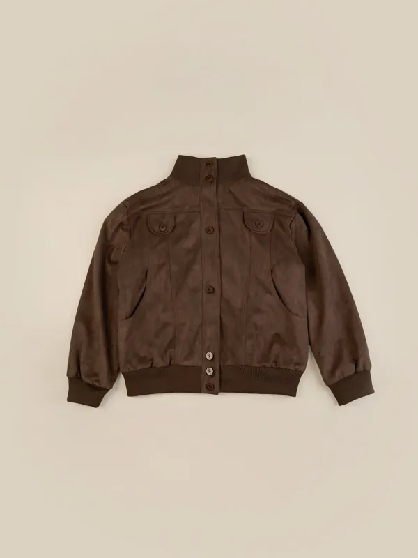 [*9/23 순차 출고 ] SUEDE BLOUSON BOMBER JACKET [ DEEP BROWN ]