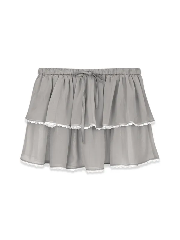 LACE CHIFFON CANCAN SKIRT (GREY)