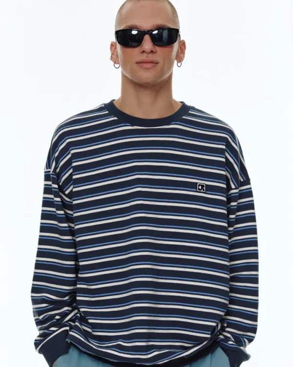 CENTAUR EMBLEM STRIPE SWEATSHIRT_CHARCOAL