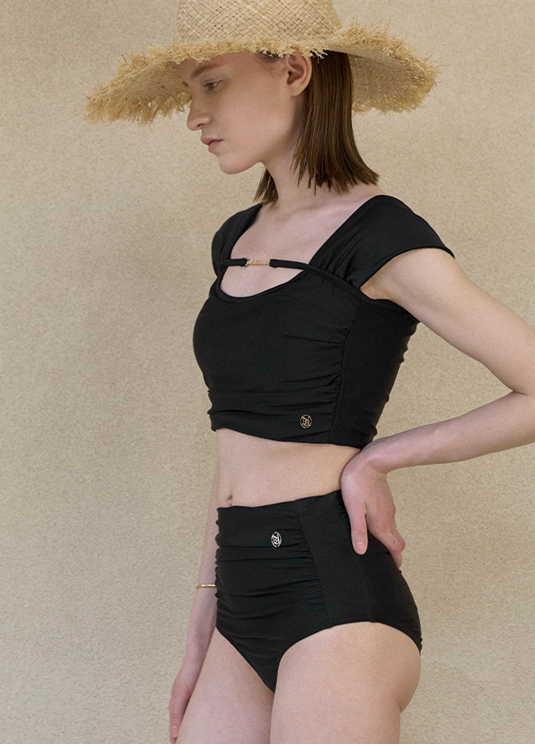 아뜰리에 나인 (SW-808)SWAN HIGH WAIST SWIM PANTS BLACK 상품 이미지 3