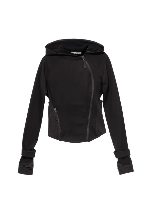 Hooded Asymmetric Zip Top
