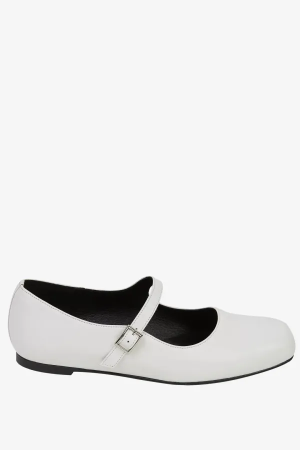 [Exclusive] Square Toe Maryjane Flat _ White