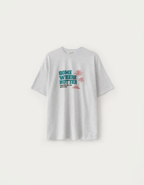 [Release] Palm Tree Logo Over-Fit Top - White Melange