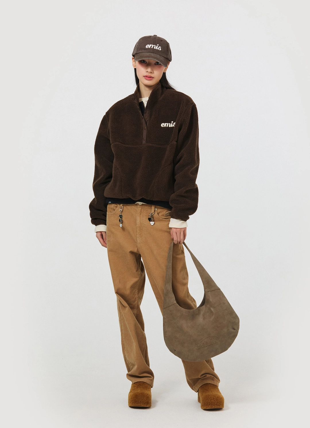 이미스 (W) HALF NECK FLEECE TOP-BROWN 상품 이미지 2