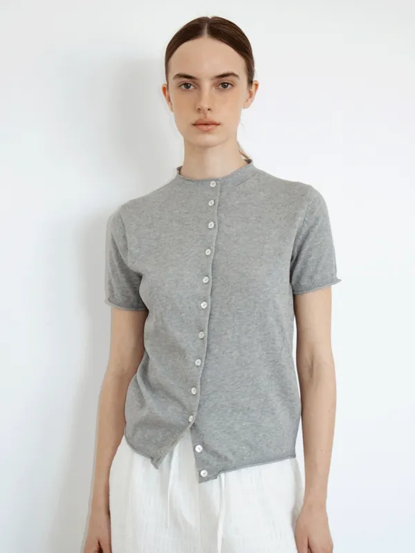 TIR HALF NECK COTTON CARDIGAN_GREY