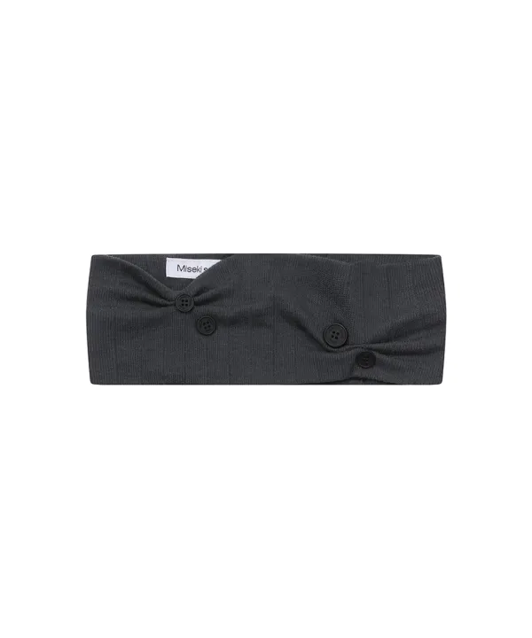 Button shirring hair band CHARCOAL