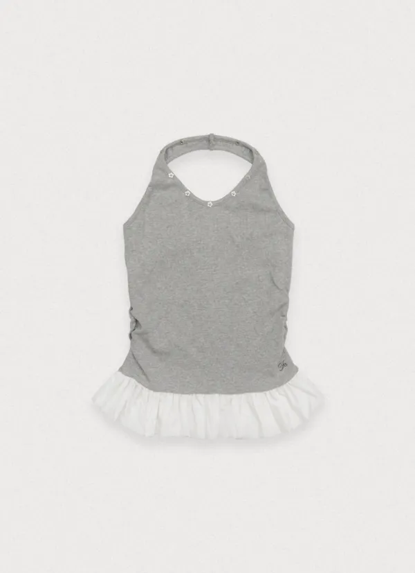 [9th] Petal edge halter top - grey
