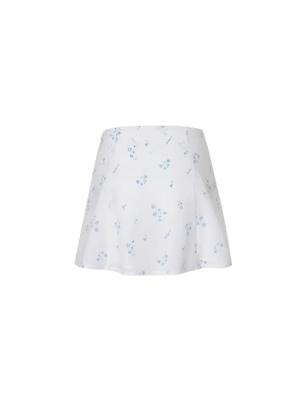 [아현 착용] Floral flare skirt (White)