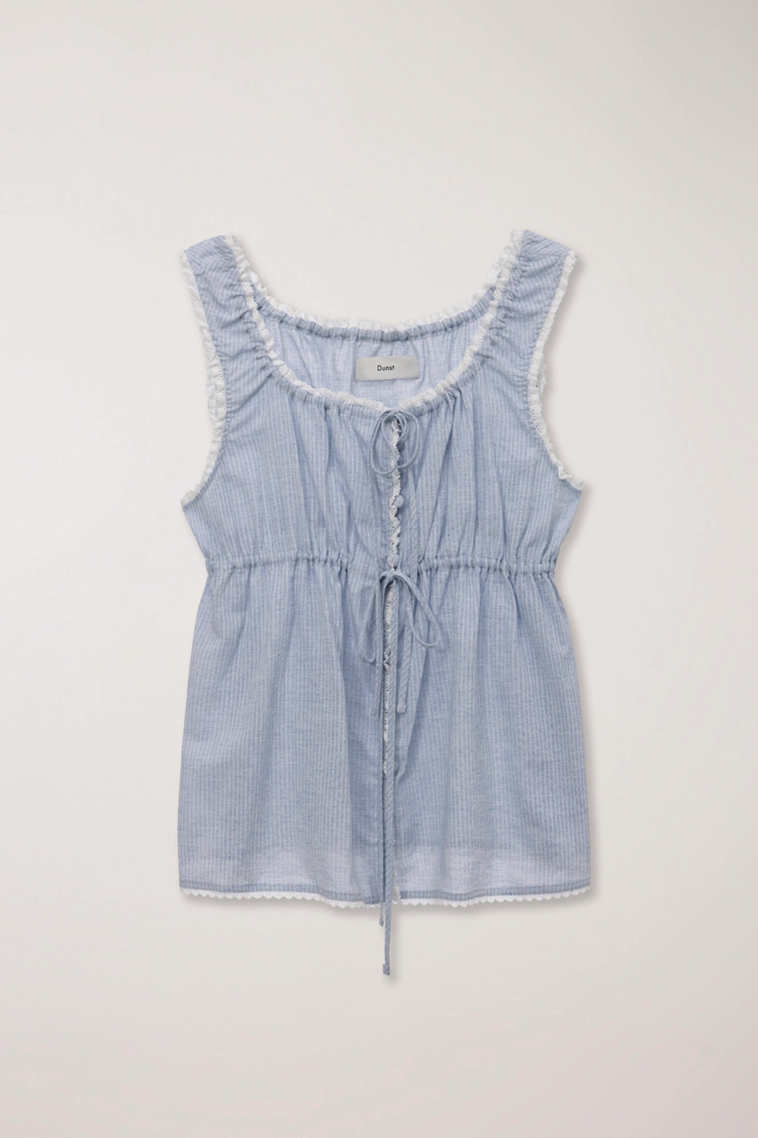 던스트 SHIRRING SLEEVELESS BLOUSE SOFT BLUE STRIPE_UDBL6B228B1 상품 이미지 1