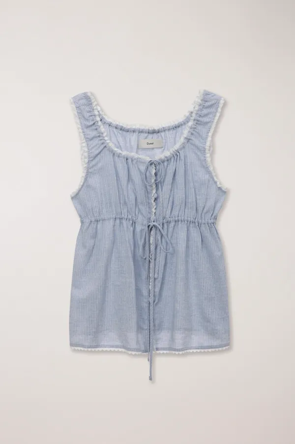 SHIRRING SLEEVELESS BLOUSE SOFT BLUE STRIPE_UDBL6B228B1