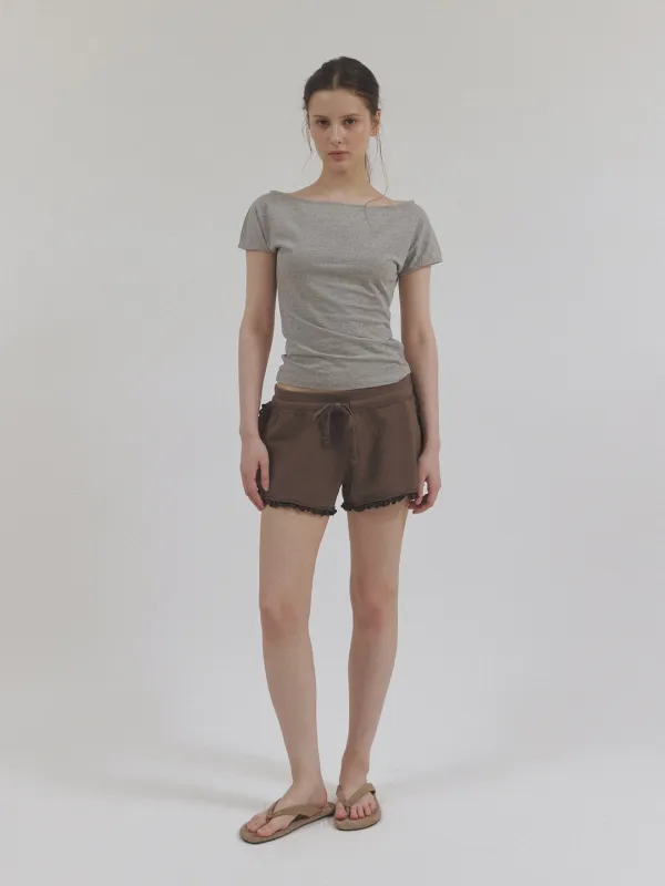 lace track shorts (brown)
