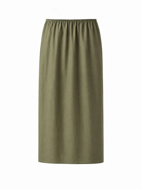 SUNLIT SLIT SKIRT (KHAKI)