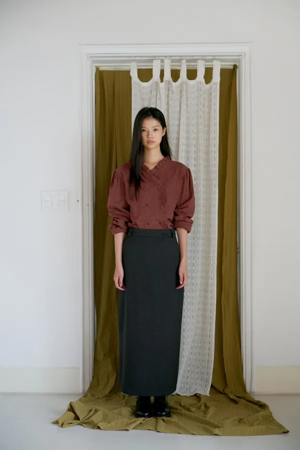 poete logo maxi skirt_charcoal