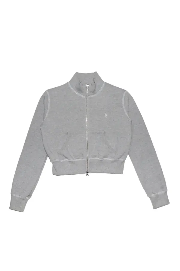 STITCH HIGHNECK CROP ZIP UP MELANGE