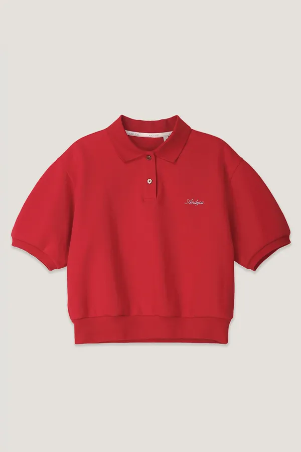 호바트 볼륨 슬리브 피케 셔츠 (Red)