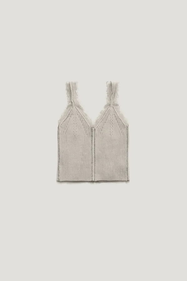 [WOOL 15%] VIONEL LACE WOOL KNIT SLEEVELESS_GREY / ₩159,000