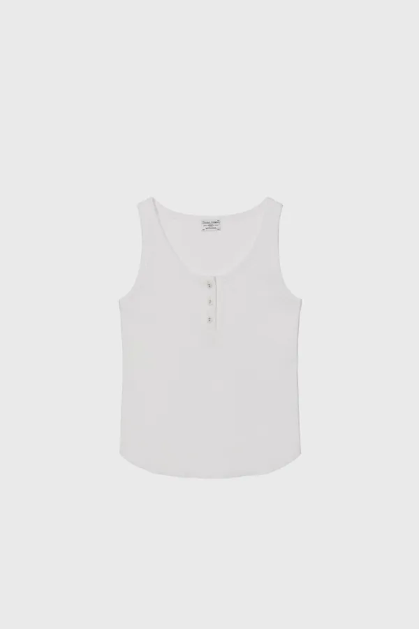 Waffle-Knit Jersey Sleeveless (White / Melange Gray / Dark Gray)