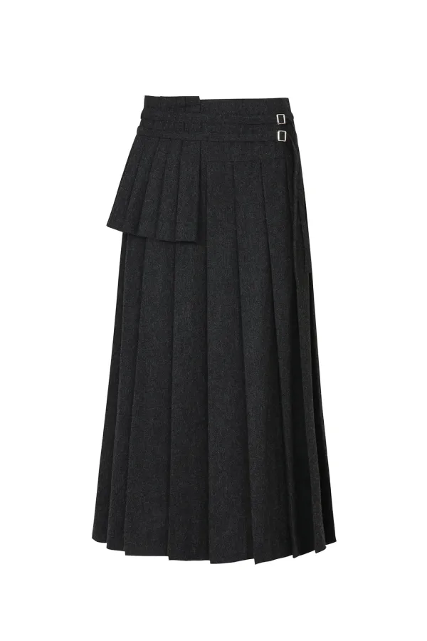 LAYERED PLEATS SKIRT charcoal