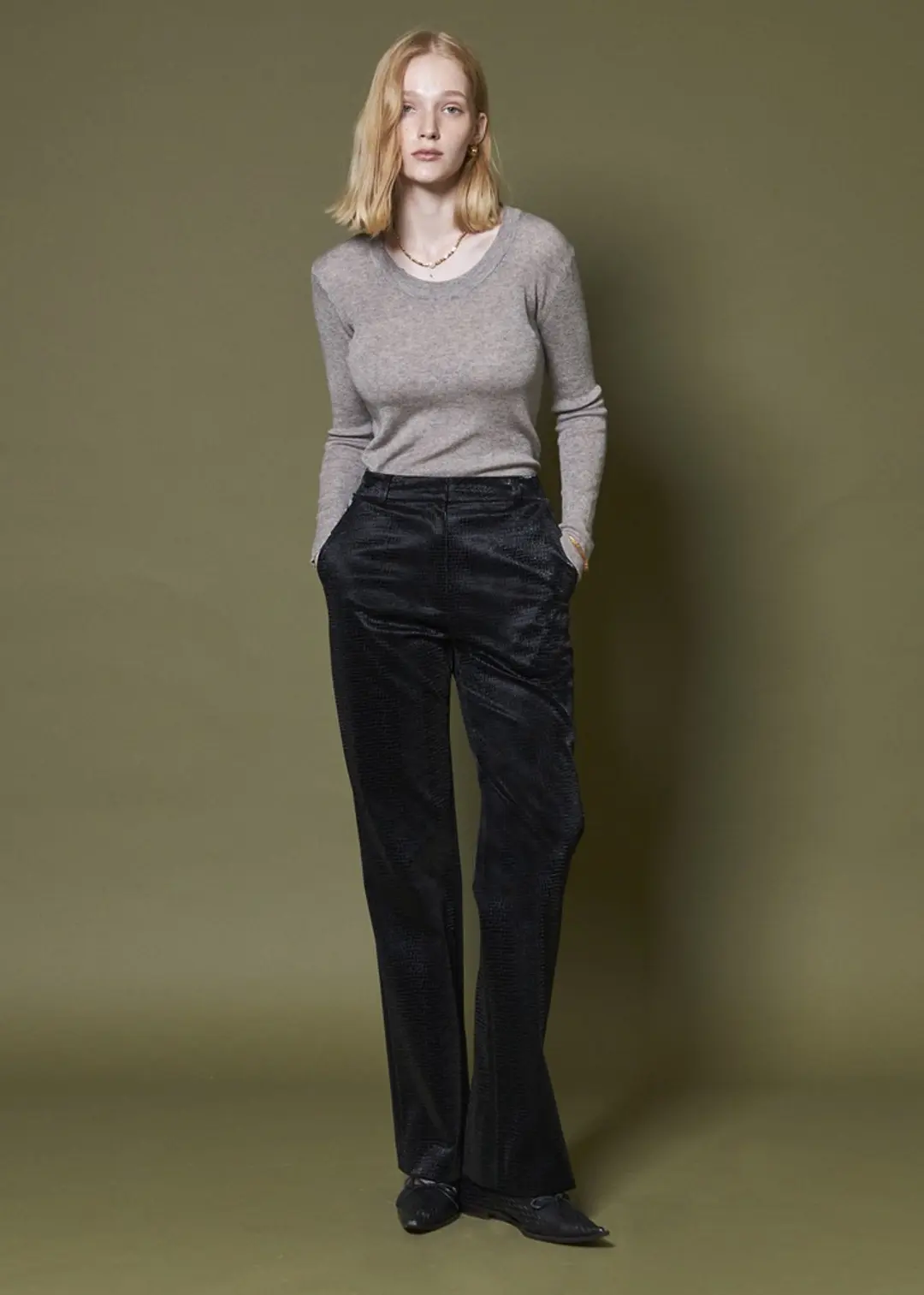 메종드이네스 U NECK KNIT TOP_GRAY 상품 이미지 2