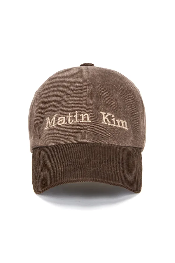 MATIN CLASSIC LOGO CORDUROY BRIM BALL CAP IN BROWN