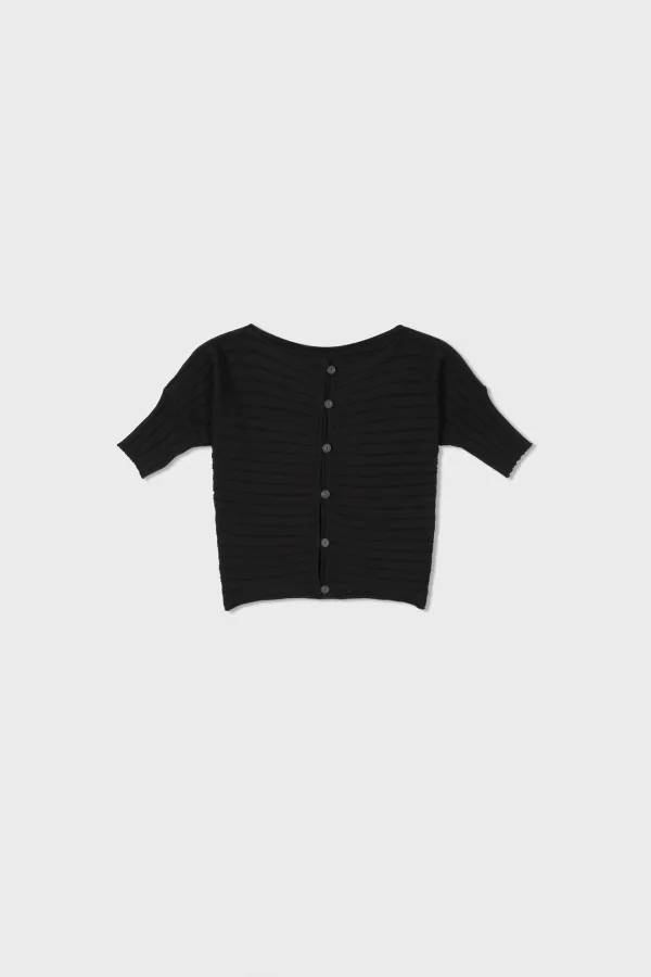 Button Loop Knit Cardigan_Black