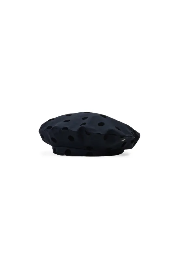 Mused Velvet Dot Beret - Navy