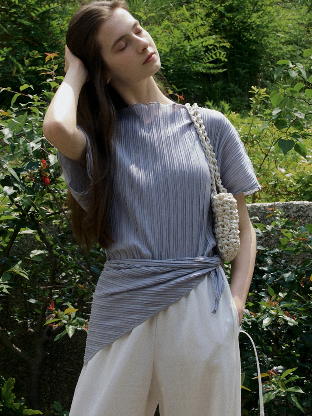 아워코모스 comos 1461 dolman pleats T-shirt (gray) 상품 이미지 2