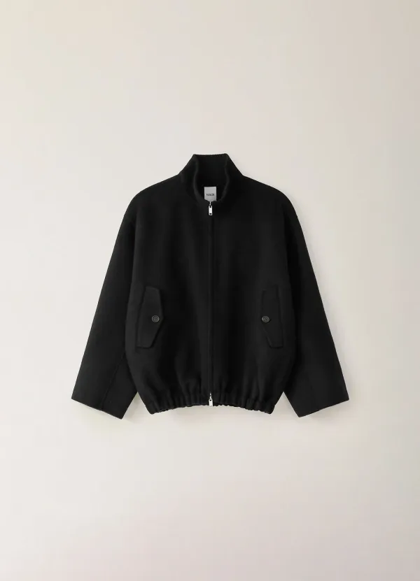 Bow High-neck Zip-up Blouson - Black (10월 말 순차배송)