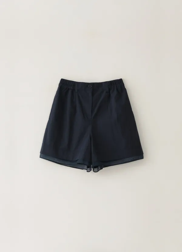 Chiffon Colored Banding Shorts - Navy