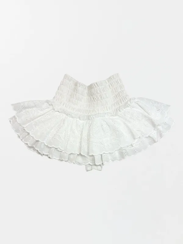 Eyelet Tutu Mini Skort White