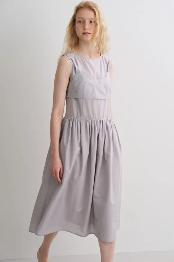 bustier layered dress (light grey)