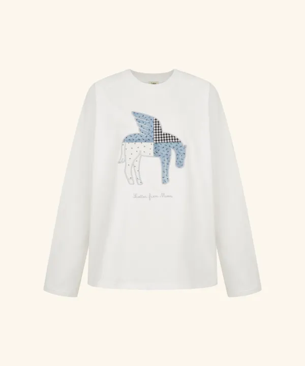 Horse Flower Patchwork T-Shirt ( White )