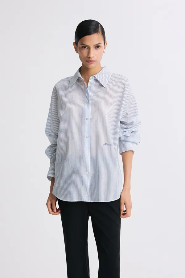 SHEER STRIPED SHIRT BLUE STRIPE