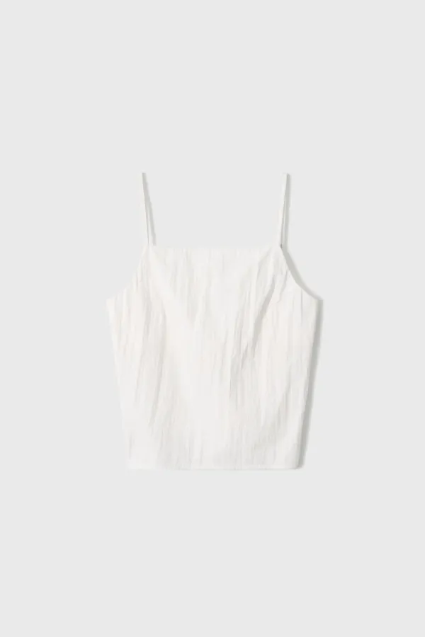 Cotton Open Back Apron Cami (White / Light Beige / Black)