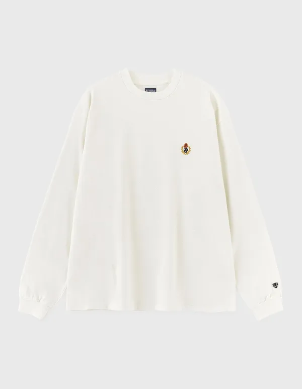 CREST WASHED 14S LONG SLEEVE / White