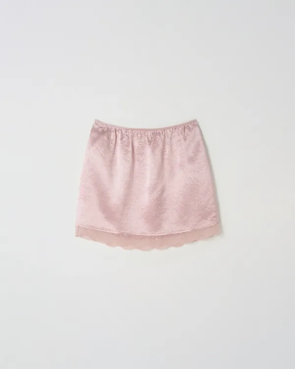 Silky Lace Slip Skirt [PINK]