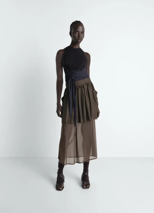 DOUBLE LAYER SKIRT IN SILK HABOTAI