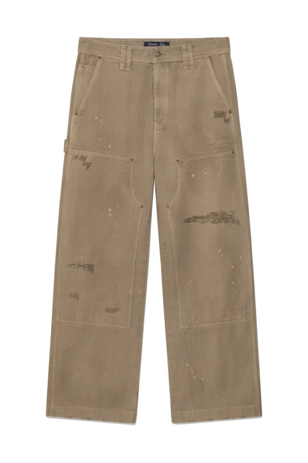 VINTAGE PAINTING CARPENTER PANTS FOR MEN IN BEIGE