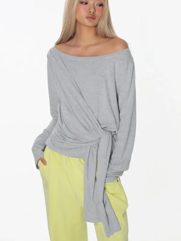 TIED OFF-SHOULDER TOP_GREY