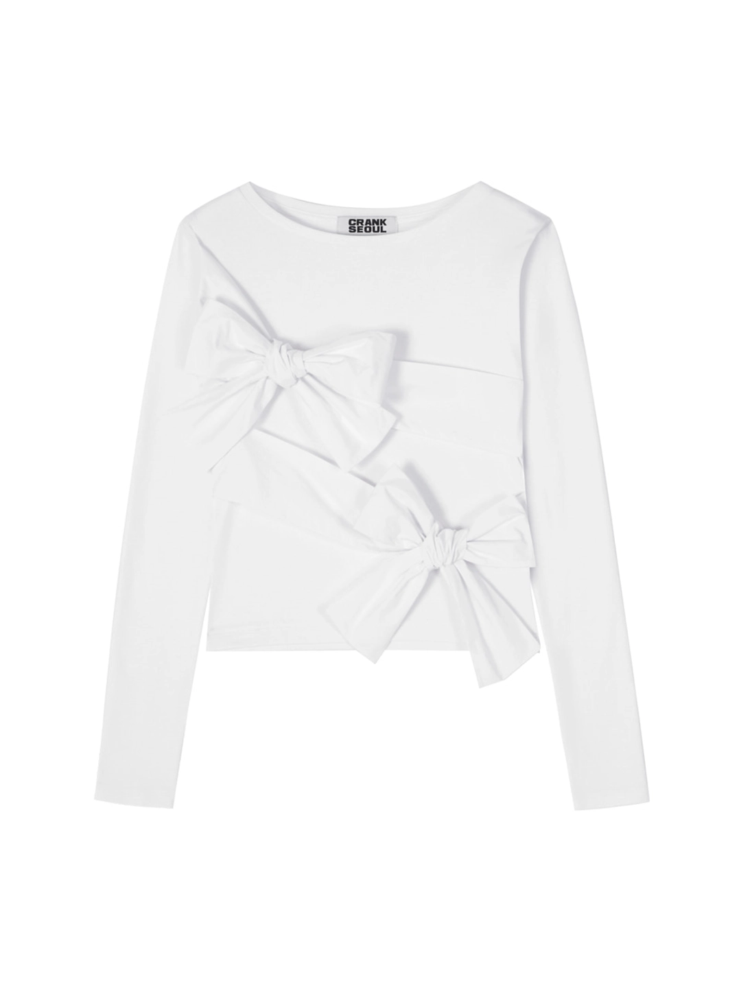 크랭크 [Release 06/02] DOUBLE RIBBON-TIED TOP_WHITE 상품 이미지 1