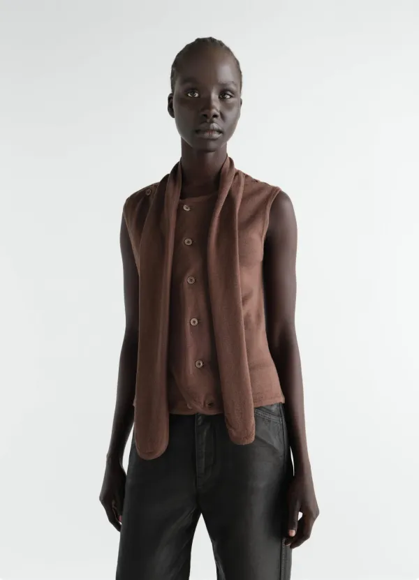 ASYMMETRICAL CARDIGAN IN MERINO WOOL BLEND
