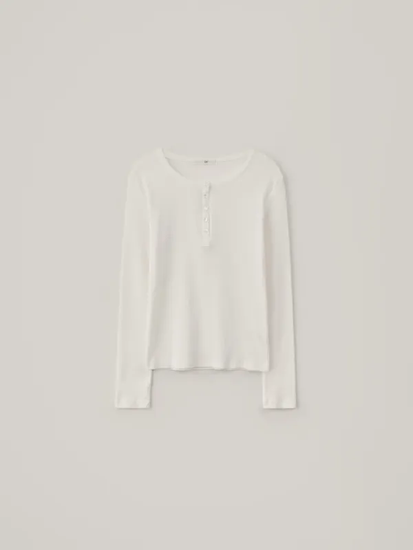 Cotton Rip Henley Top - Ivory