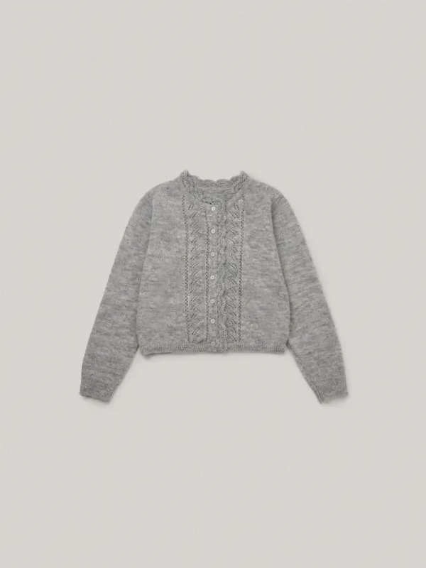Petal Mohair Knit Cardigan - Melange gray페탈 모헤어 니트 가디건