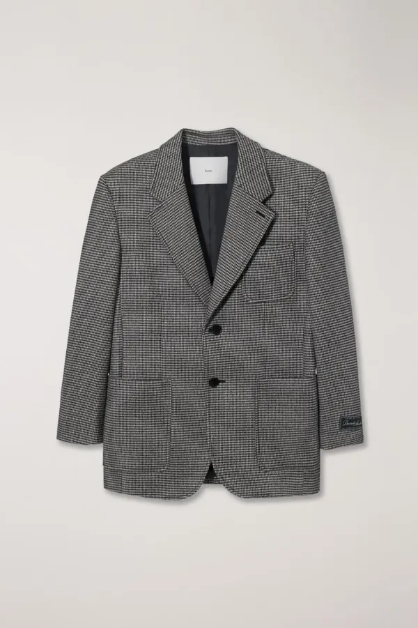 UNISEX OVERSIZED WOOL BLAZER BLACK CHECK_UDJA5A107BK