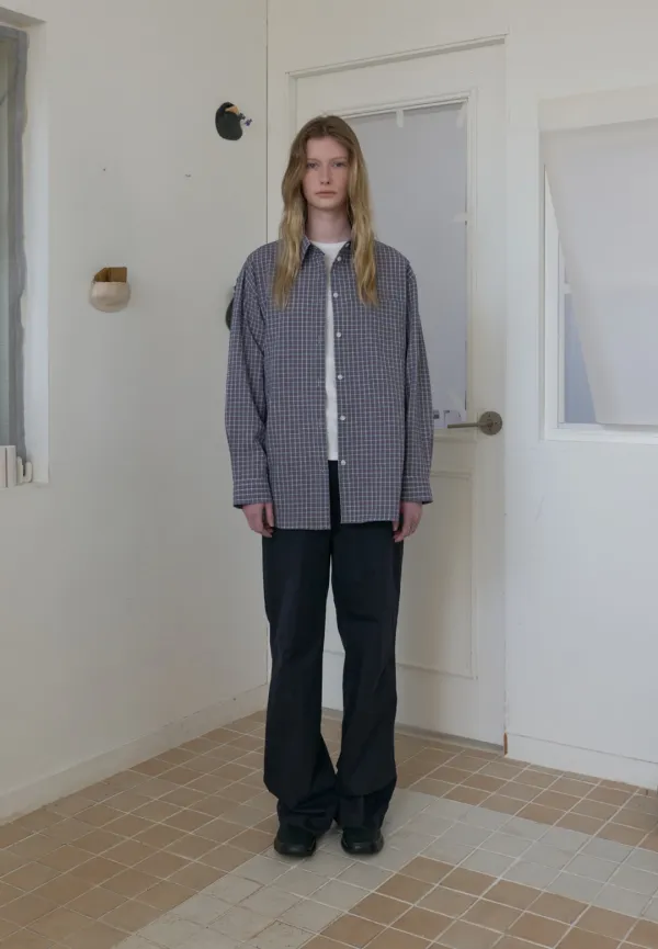 Grid check shirt (blue)